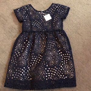 Baby cz navy eyelet girls dress